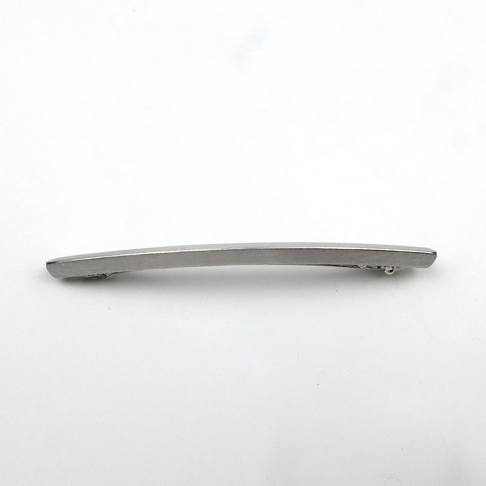 Barrette cheveux fine longue en métal brossé argenté