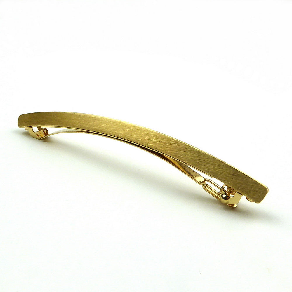 Barrette cheveux fine longue en métal brossé doré