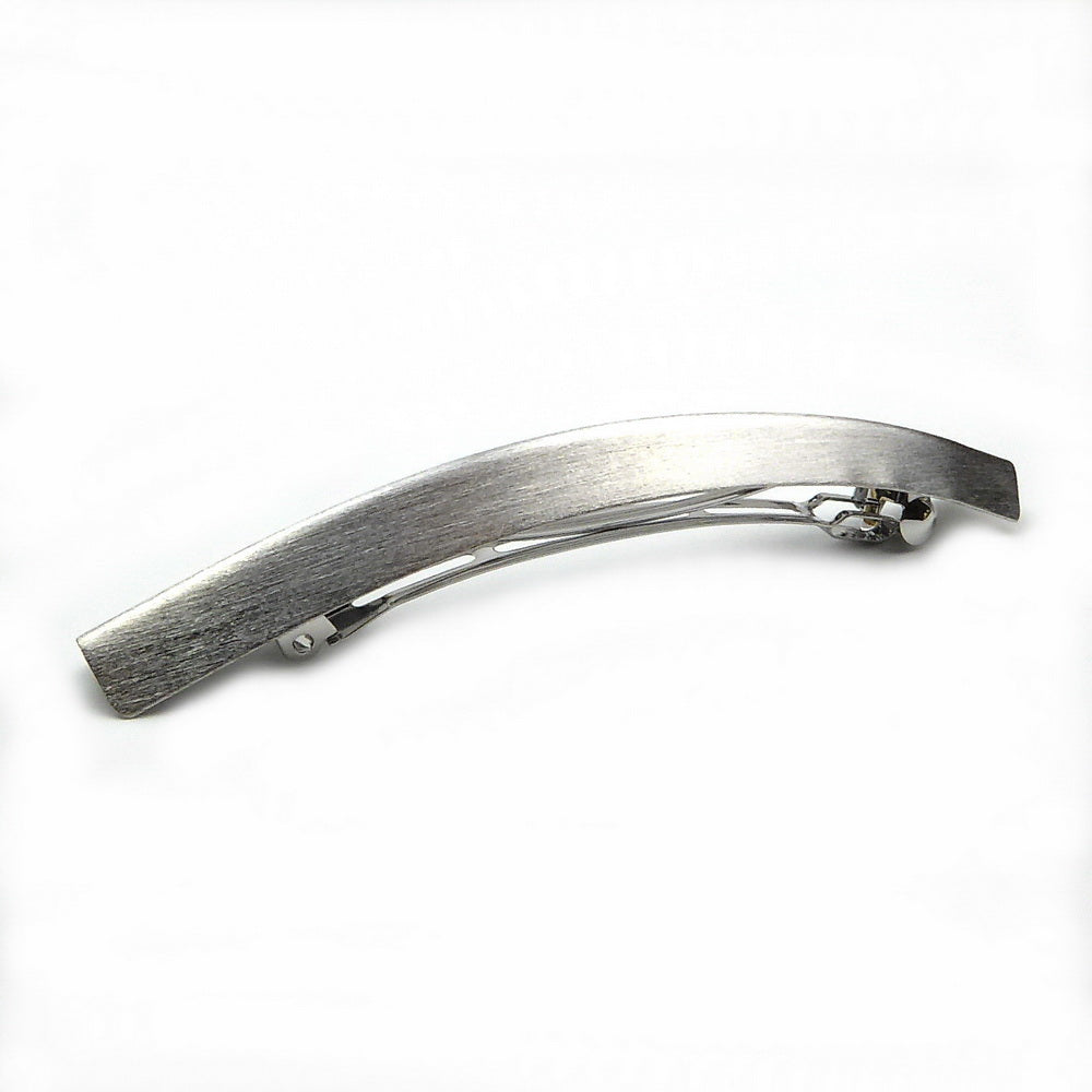 Grande barrette à cheveux en métal brossé argenté