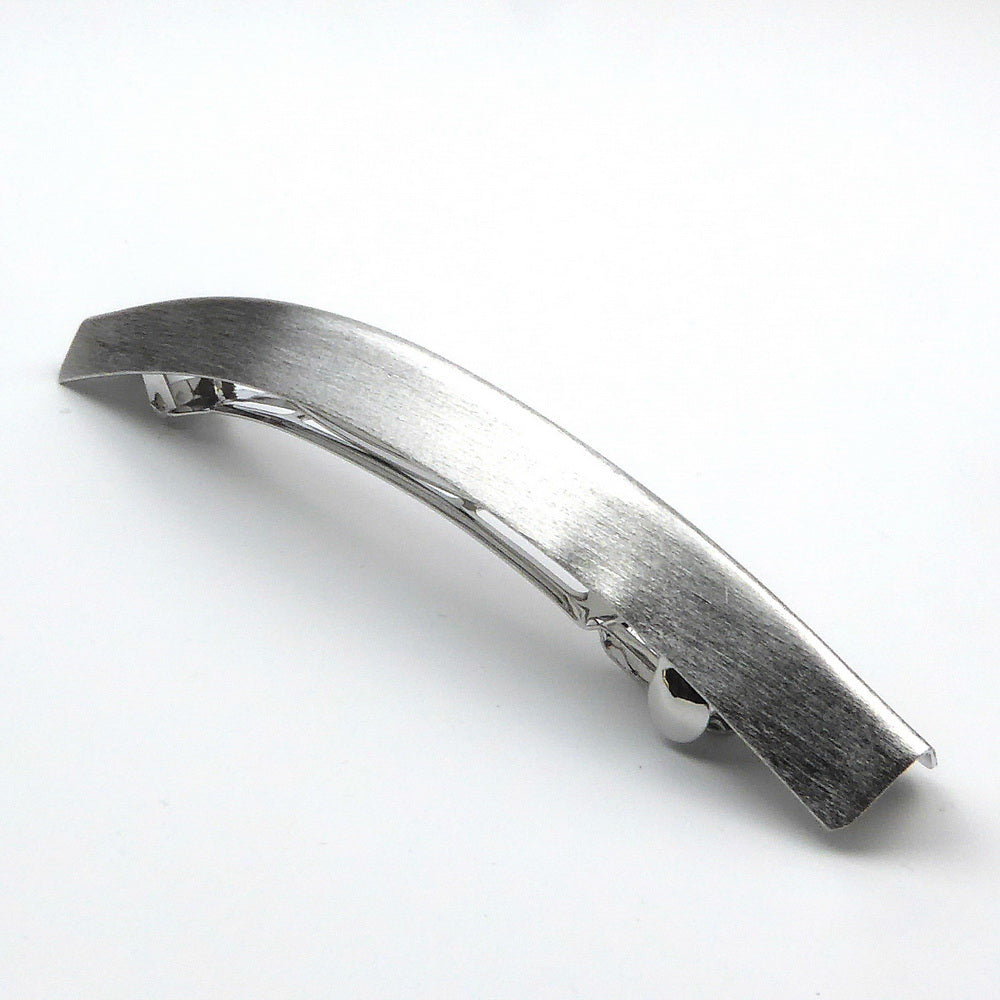 Grande barrette à cheveux en métal brossé argent