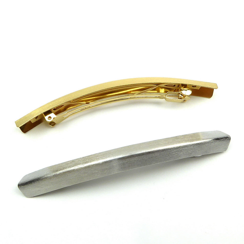 Grande barrette à cheveux en métal brossé doré ou argenté
