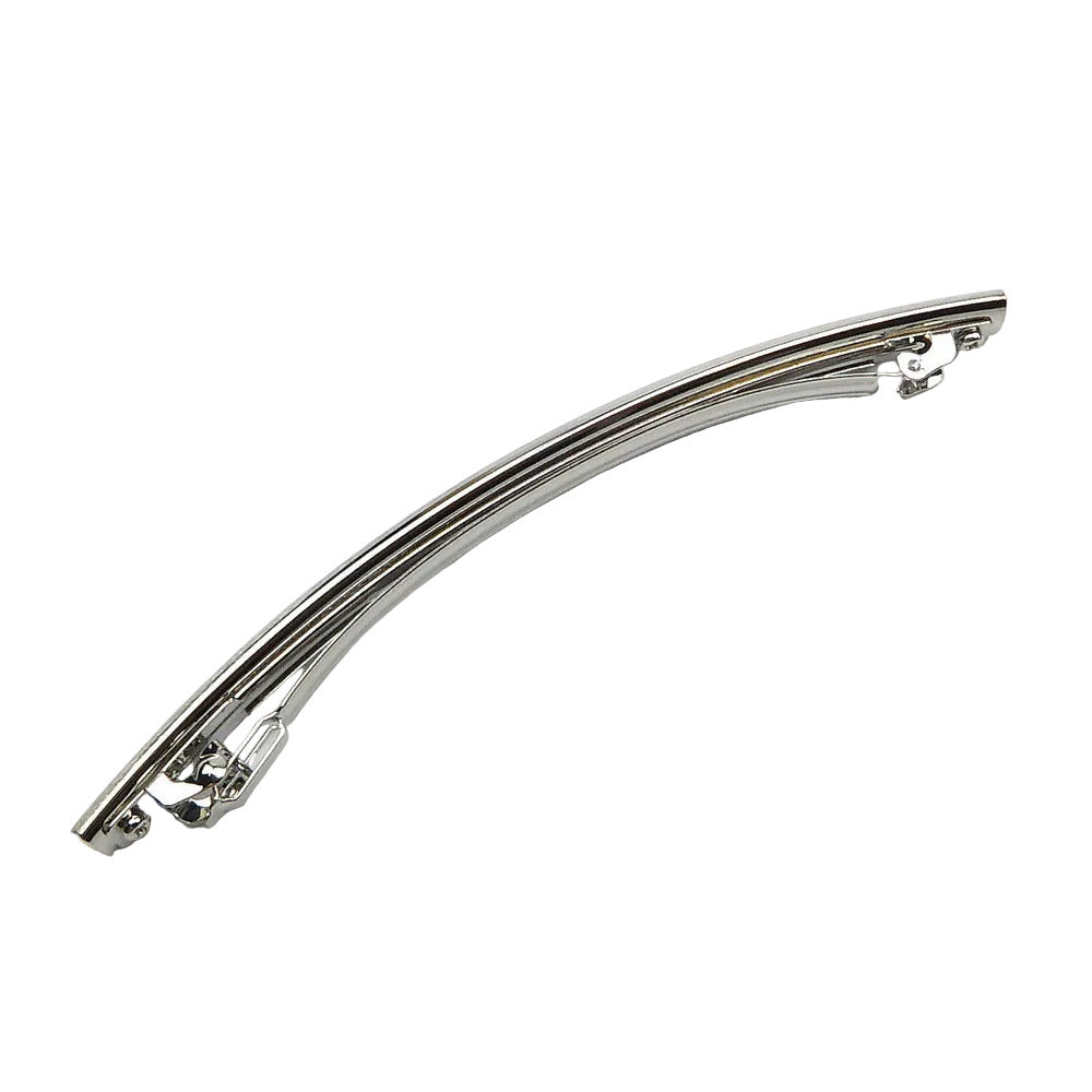 Barrette à cheveux longue en métal brossé argent