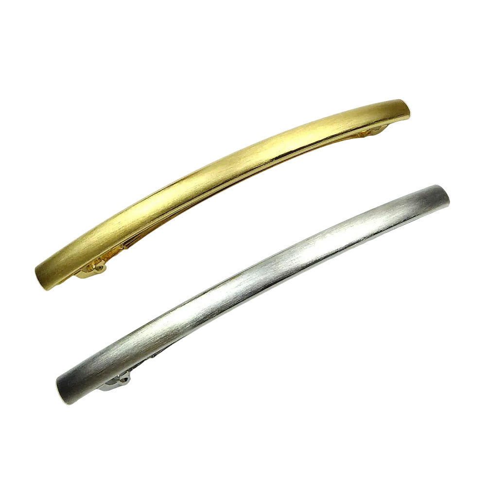 Barrette à cheveux longue en métal brossé or ou argent