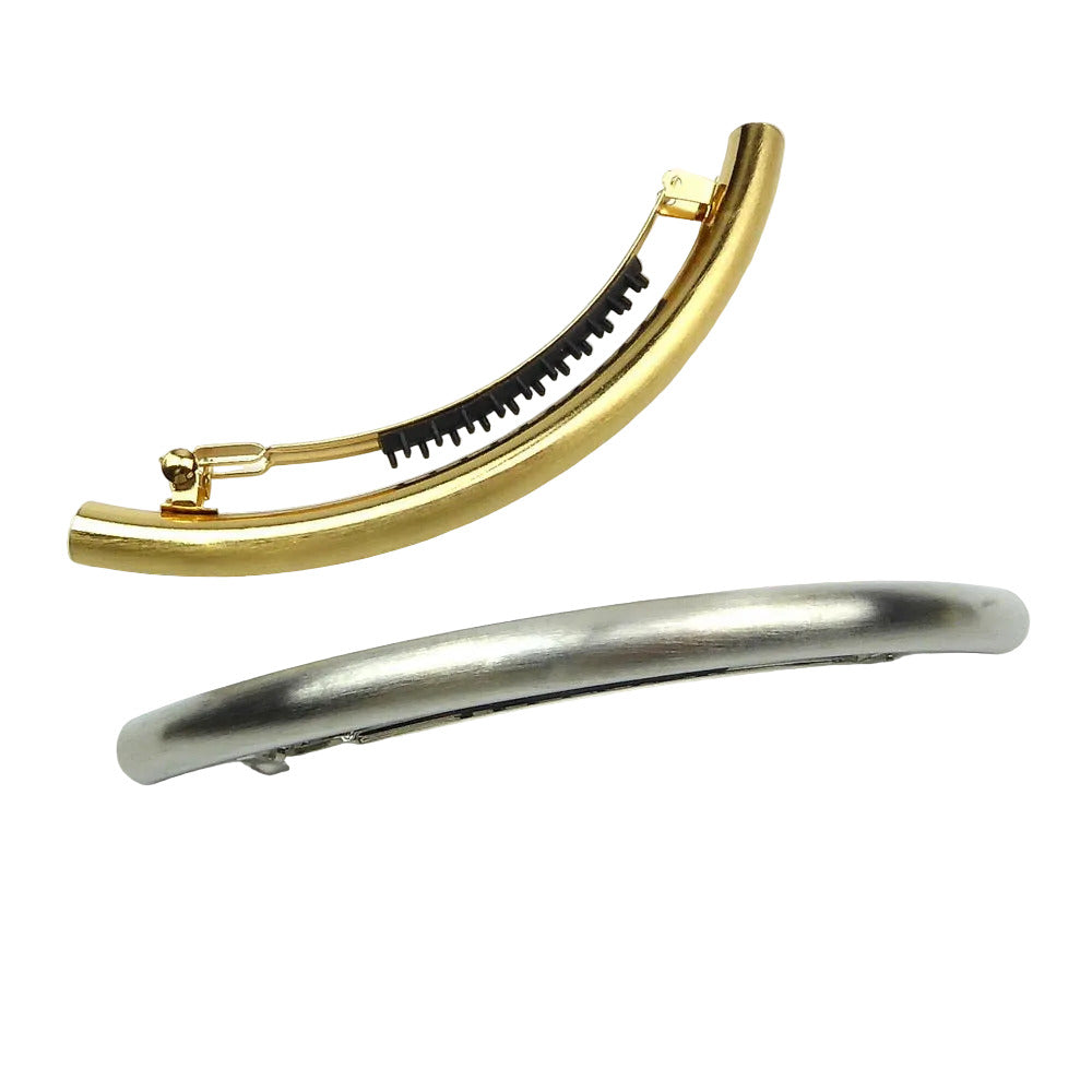 Grande barrette à cheveux incurvée or argent