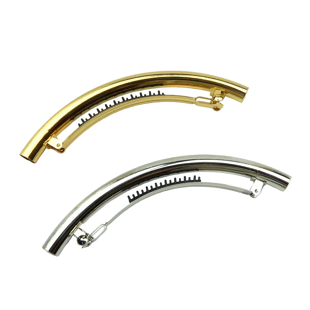 Grande barrette à cheveux incurvée doré argenté