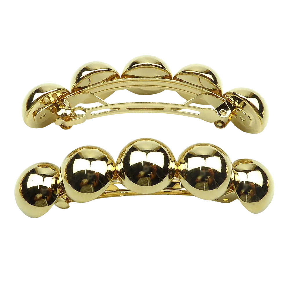 Barrette à cheveux incurvée 8cm cabochon - doré brillant