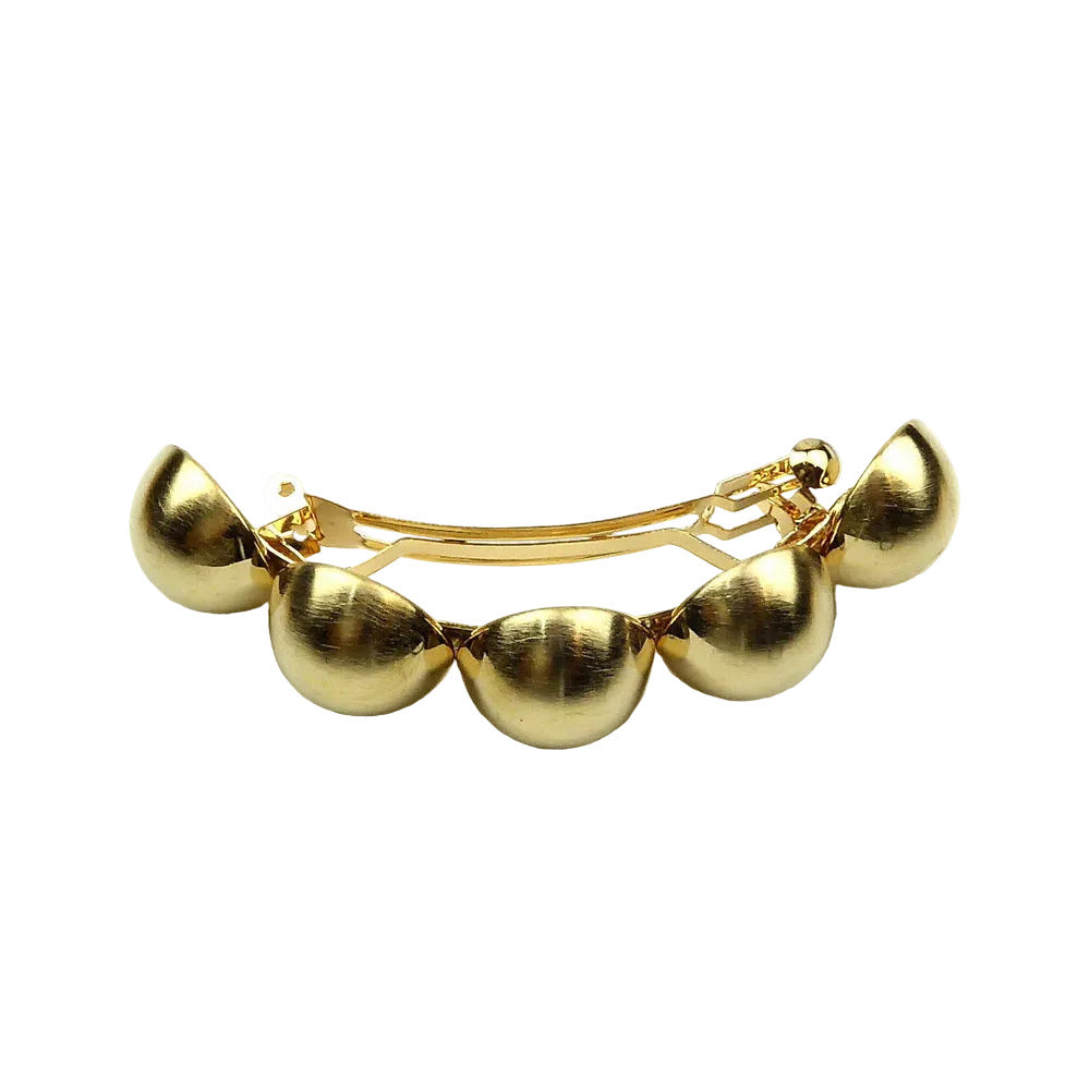 Grande barrette à cheveux boule cabochon 10cm, cheveux épais, doré mat