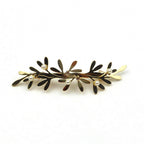 Barrette cheveux feuilles d'olivier, perles et strass - doré