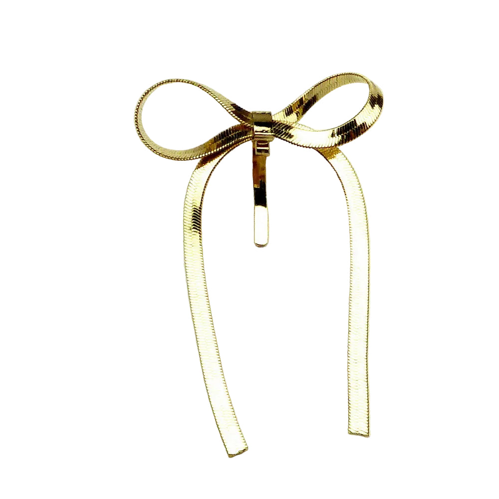 Barrette attache pour cheveux décorative noeud - doré