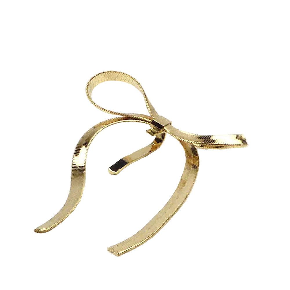Barrette attache cheveux décorative noeud - doré