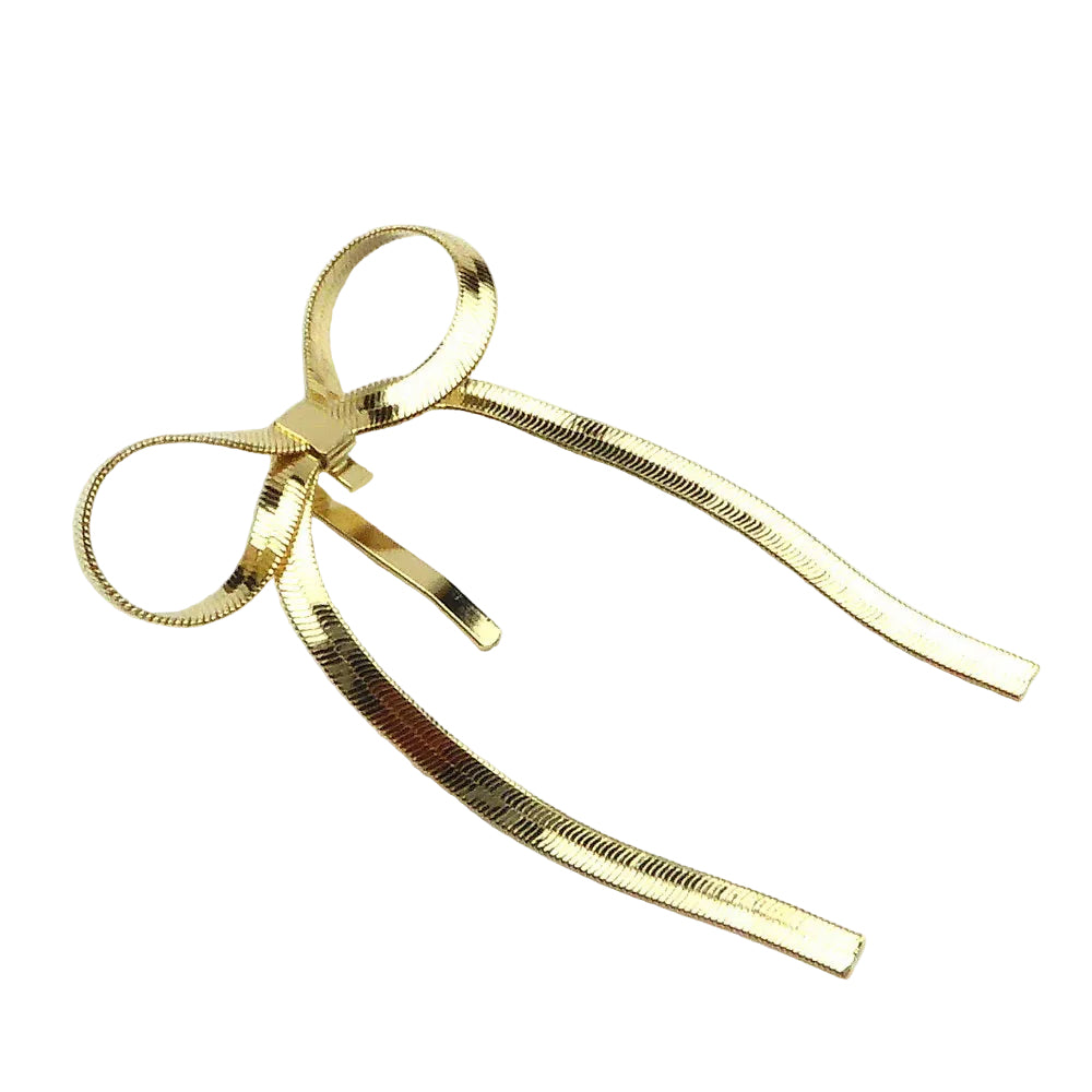 Barrette attache cheveux noeud - doré