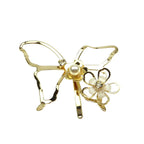 Barrette attache cheveux décorative papillon, doré