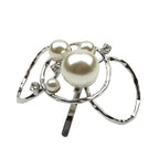 Barrette à cheveux perles et strass pour chignon argent