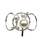Barrette à cheveux perles et strass pour chignon argenté