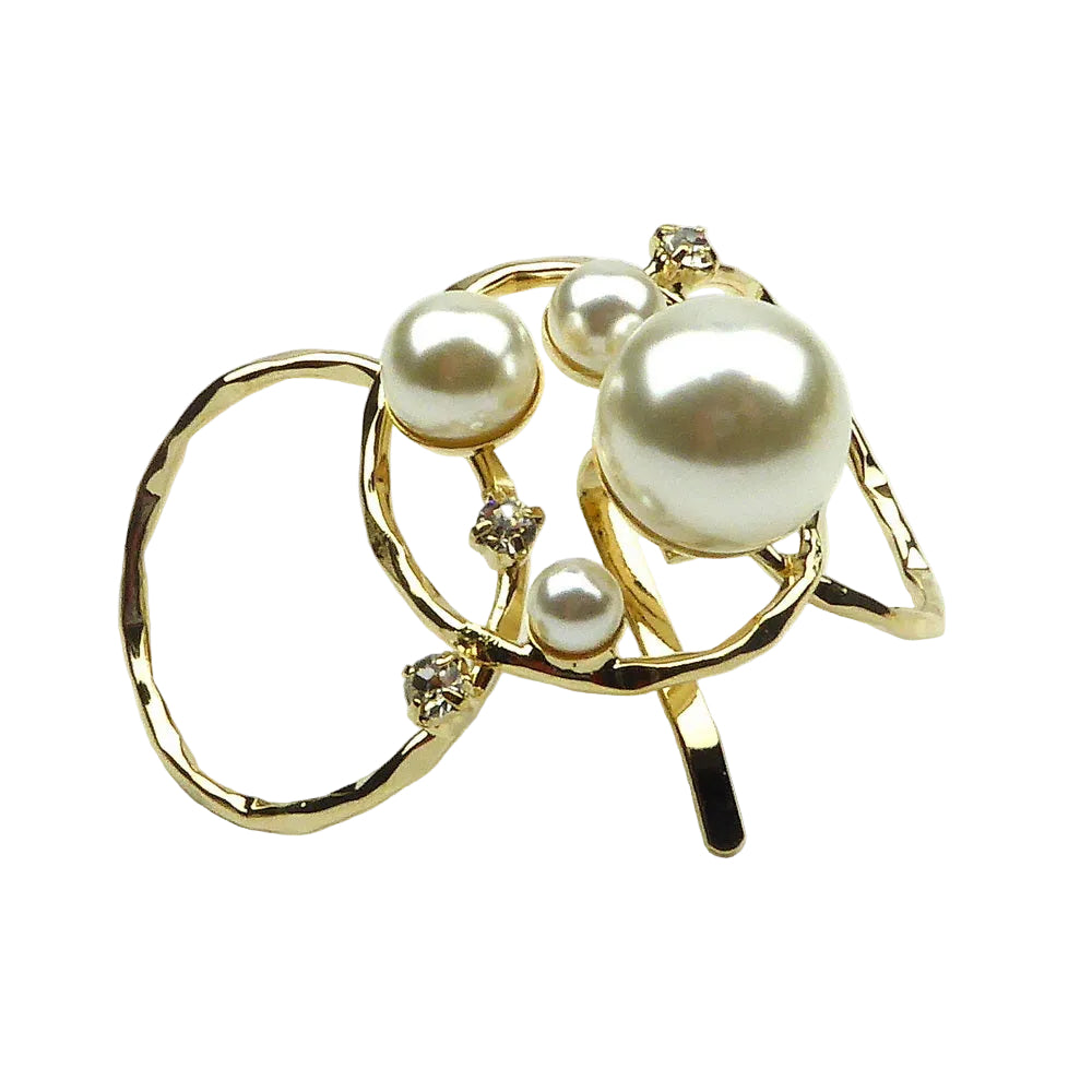 Barrette à cheveux perles et strass pour chignon