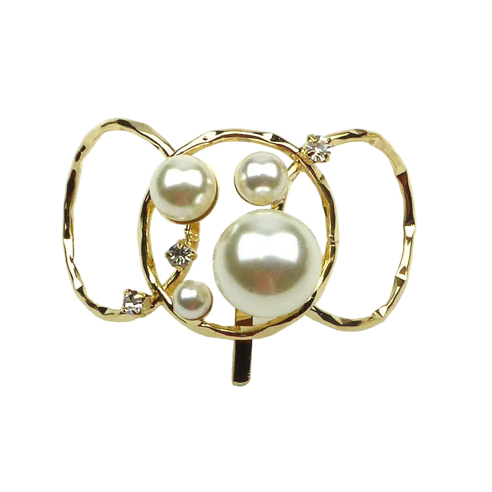 Barrette à cheveux perles et strass pour chignon doré