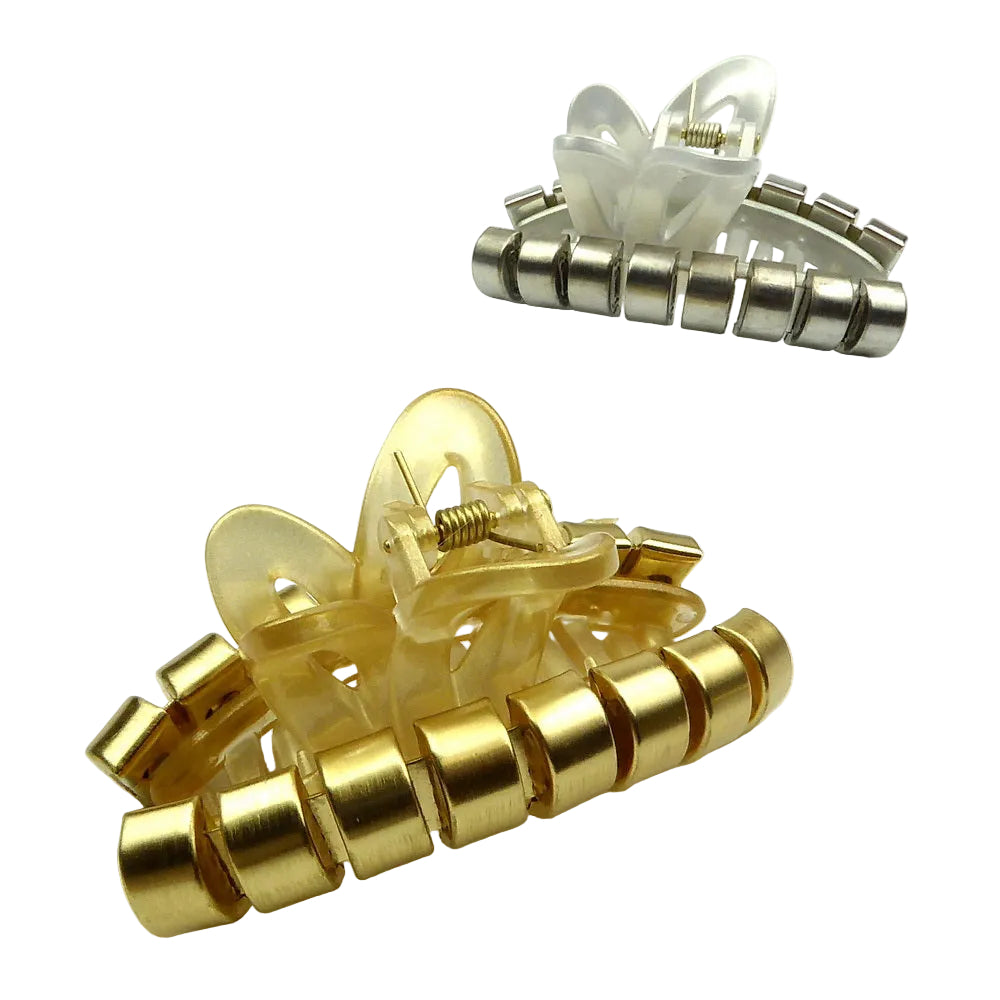 Pince à cheveux crabe 8 cm or argent