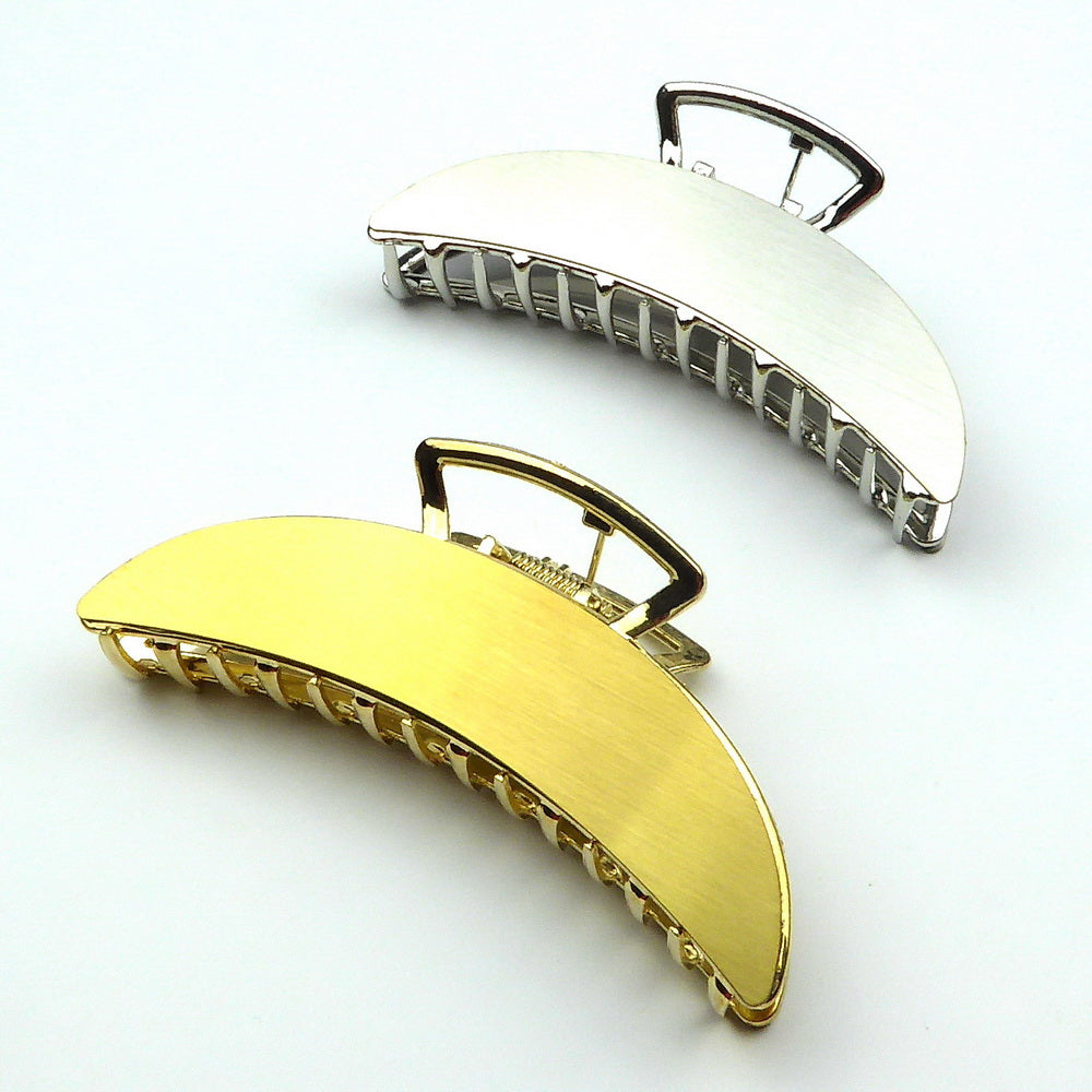 Pince à cheveux crabe en métal doré ou argent mat 11 cm