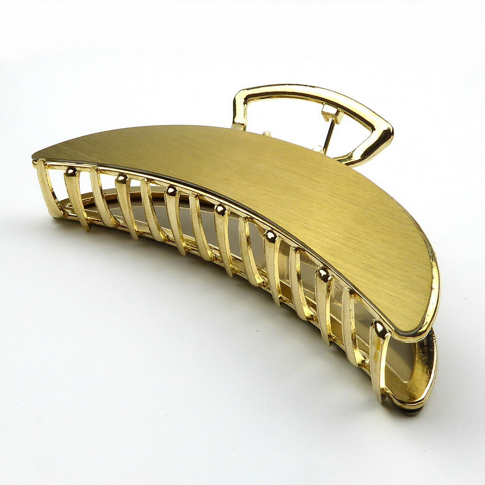 Pince à cheveux crabe en métal doré mat 11 cm