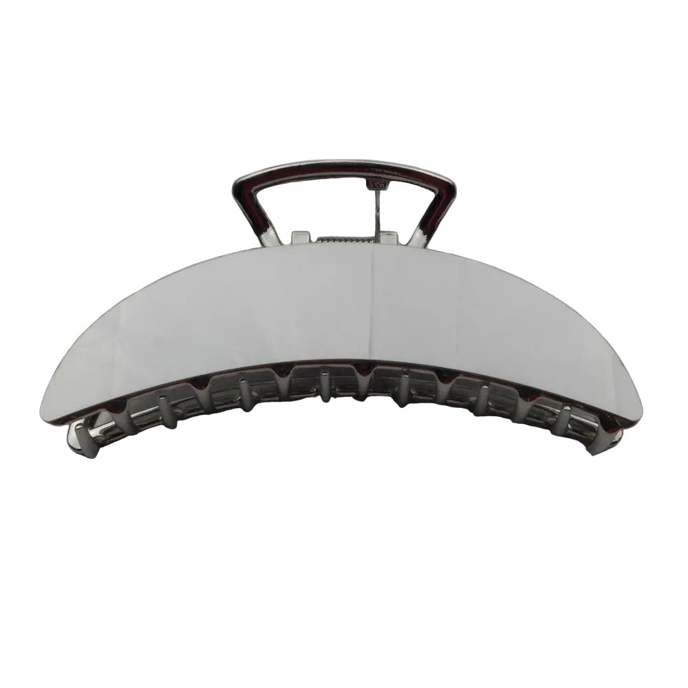 Pince à cheveux crabe en métal brillant 11cm, Argent