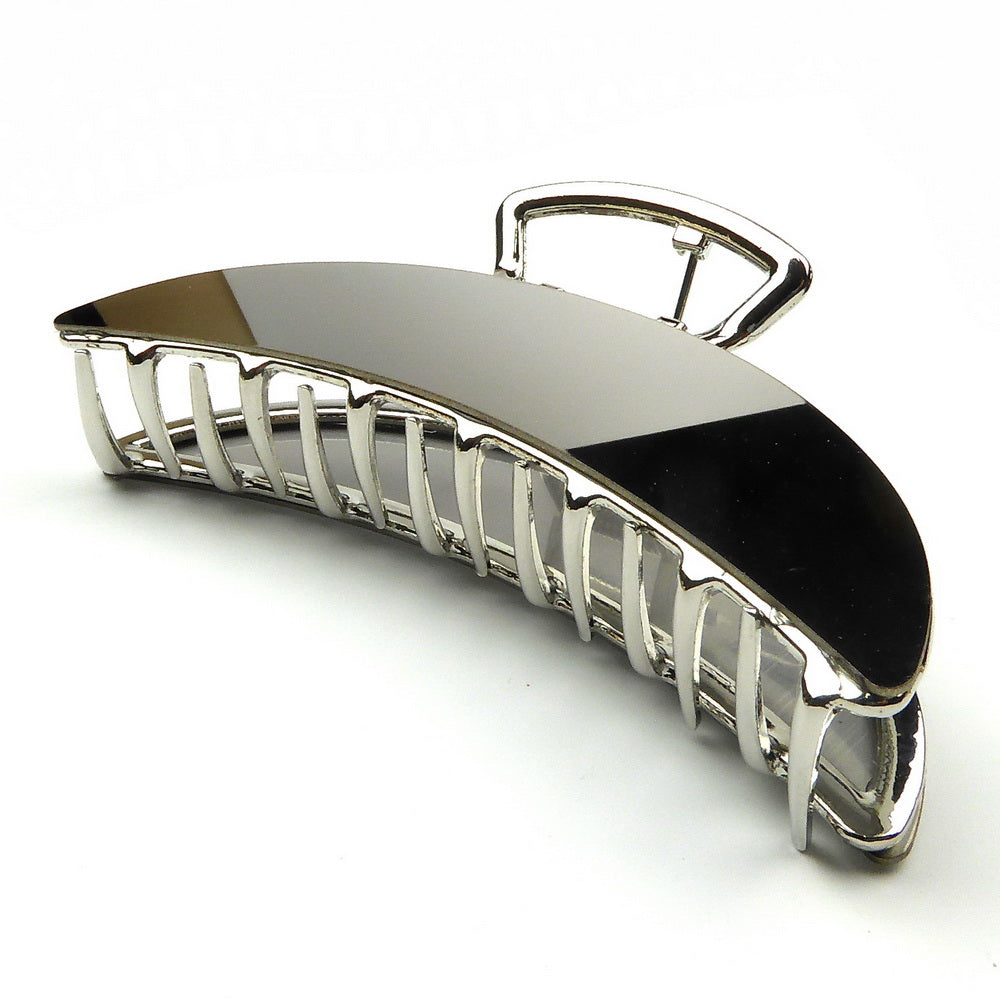 Pince à cheveux crabe en métal brillant 11cm, Argent