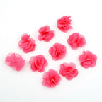 Lot de 10 petites fleurs en tissu voile 30mm cousues à la main - fuchsia clair