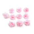 Lot de 10 petites fleurs en tissu voile 3cm cousues à la main - rose pâle