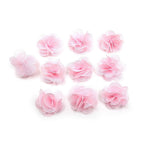 Lot de 10 petites fleurs en tissu voile 3cm cousues à la main - rose pâle