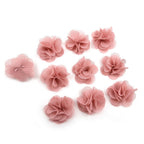Lot de 10 petites fleurs en tissu voile 3cm cousues à la main - vieux rose
