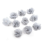 Lot de 10 petites fleurs en tissu voile 30mm cousues à la main  gris clair ShuShu