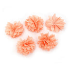 5 petites fleurs en tissu satiné 45mm cousues à la main - pêche