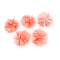 5 petites fleurs en tissu satiné 45mm cousues à la main - rose clair