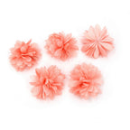 5 petites fleurs en tissu satiné 45mm cousues à la main - rose clair
