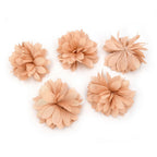 5 petites fleurs en tissu satiné 4.5 cm cousues à la main