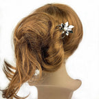 Grand pic à cheveux 14cm fleur et perle