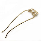 Grand pic à cheveux 14cm fleur et perle doré