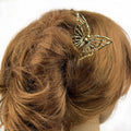 Grand pic à cheveux papillon 12 cm, doré, cheveux épais