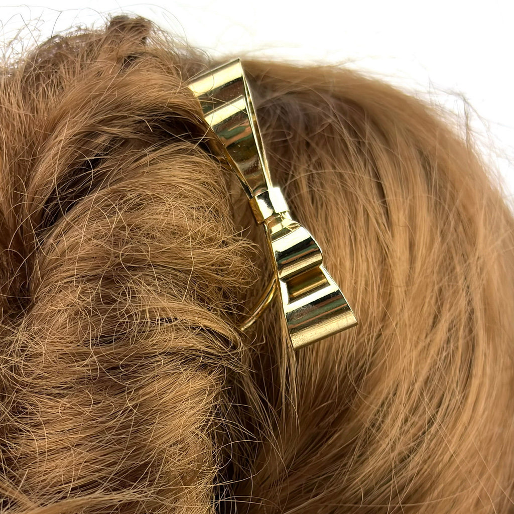 Grand pic à chignon 12cm noeud doré