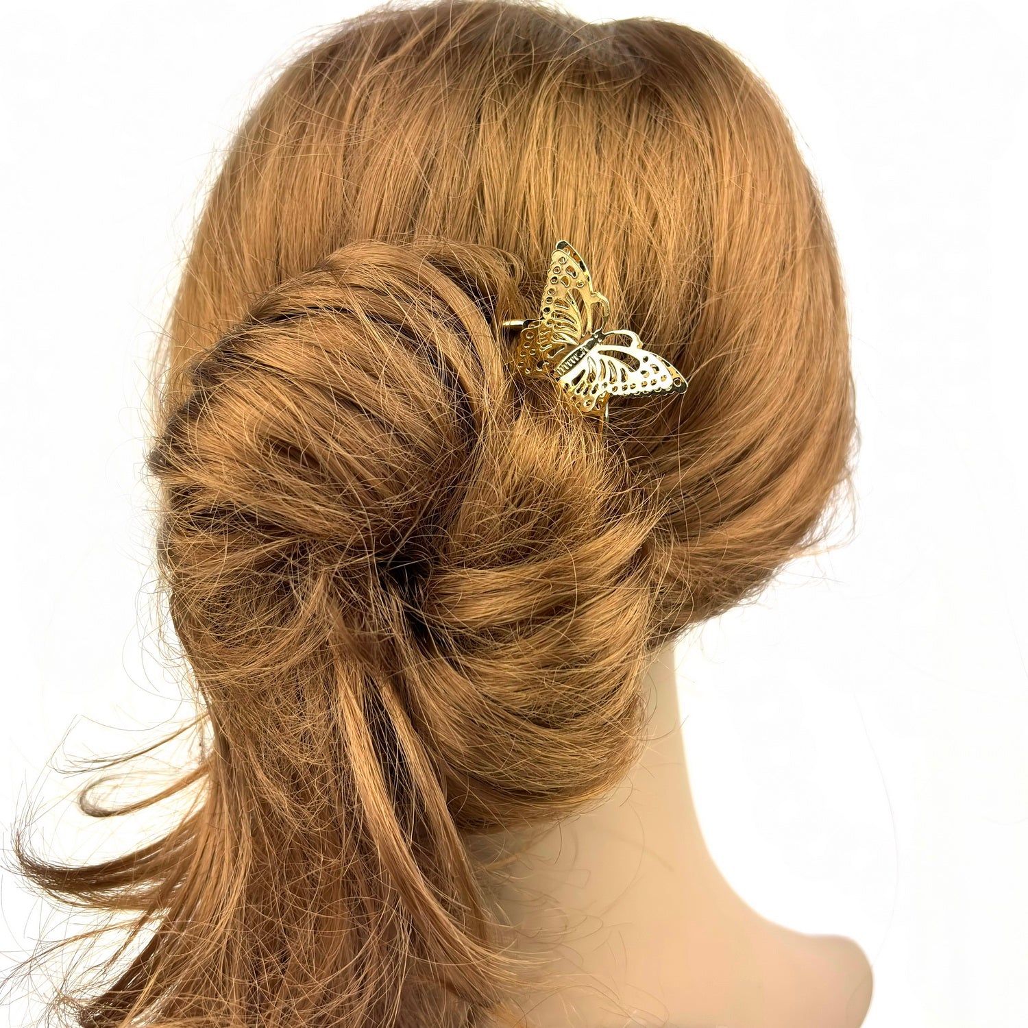 Grand pic à chignon double papillon doré