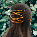 Peigne double cheveux - accessoire chignon en perles de bois