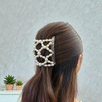 Double peigne cheveux élastique pour chignon – Perles nacrées made in France