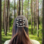Double peigne cheveux élastique pour chignon orné de perles made in France
