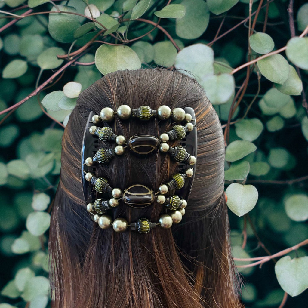 Double peigne cheveux élastique pour chignon made in France