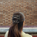 Double peigne cheveux élastique pour chignon Perles facettées argentées
