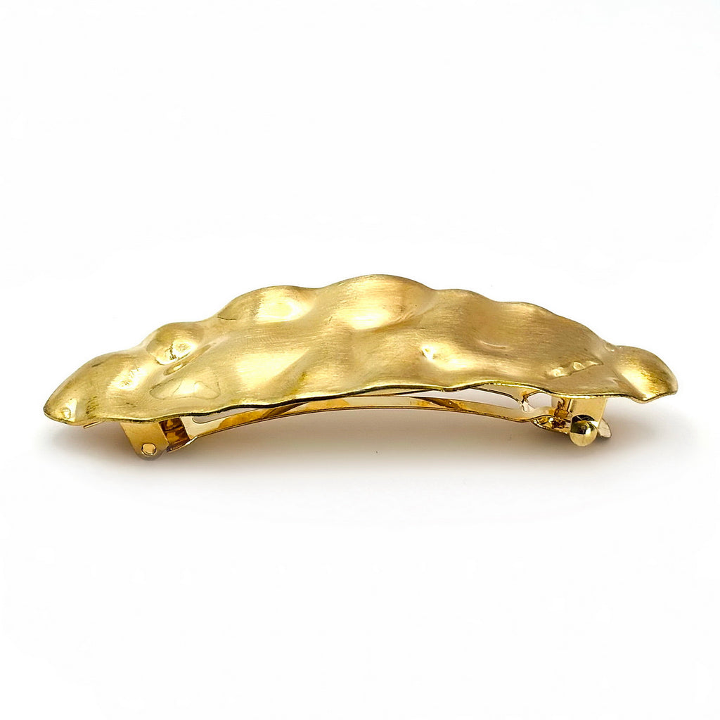 Barrette pince cheveux ovale 9cm métal martelé 