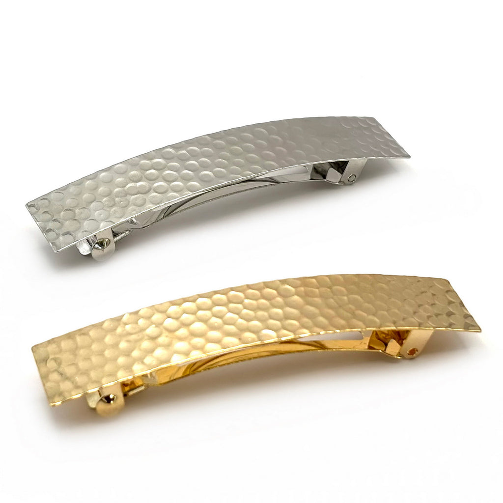 Barrette à cheveux design rectangulaire 9cm metal or, argent