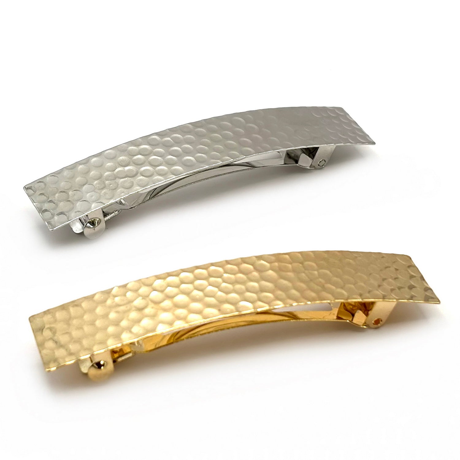 Barrette à cheveux design rectangulaire 9cm metal or, argent