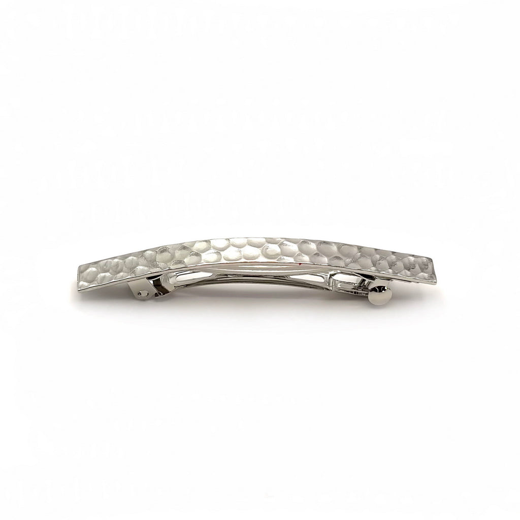Barrette à cheveux design 6.5cm metal argenté