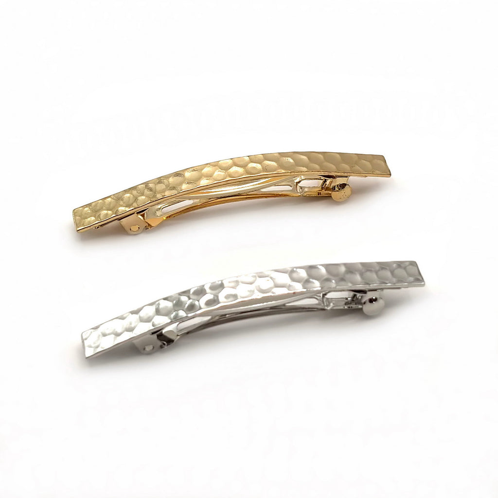Barrette à cheveux design 6.5cm metal doré argenté