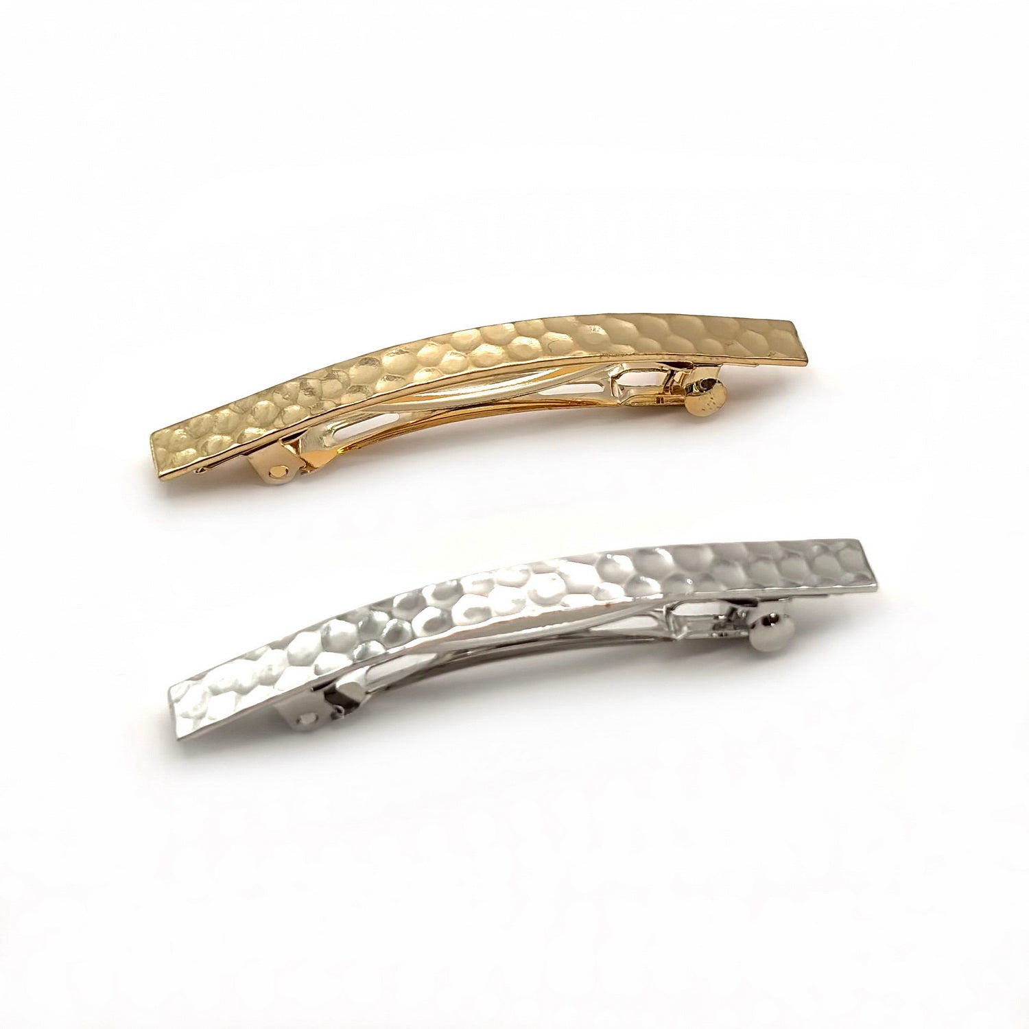 Barrette à cheveux design 6.5cm metal doré argenté